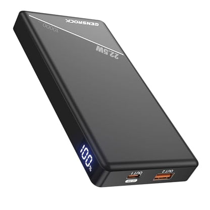 GENSROCK 5V 2A/3A Portable Power Bank 10000mAh, Slim Travel Power Bank - color: Black
