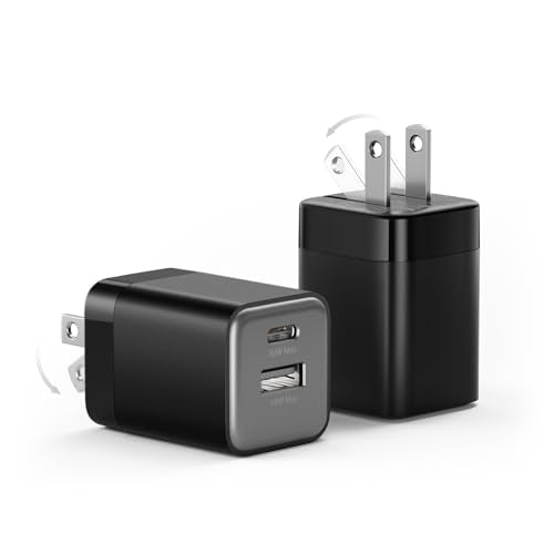 wegear 30W Fast Charger, Dual Port USB C Wall Charger with Foldable Plug - color: Black, size: 2 Packs