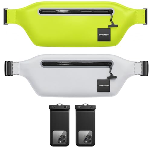DRENCH boating essentials kit – Yellow + White Waterproof Fanny Pack Bundle, 2 Submersible Phone Pouches + Floating Cases