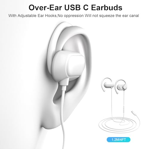 Open Ear USB C Headphones Wired Earbuds for iPhone 17 18 Pro Max 16 15 - color: White
