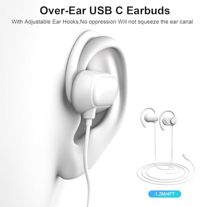Open Ear USB C Headphones Wired Earbuds for iPhone 17 18 Pro Max 16 15 - color: White