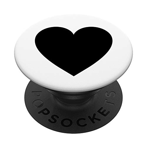 LUMOMIX - Accessories PopSocket PopGrip: Heart Black Grip - Swappable Top, Expandable Stand, Wireless Charging Compatible - Black - iPhone 11