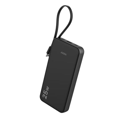 JUOVI Power Bank 25W 10000mAh Portable Charger with Built-in Cable - color: Black