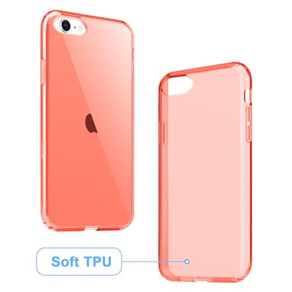 JJGoo Compatible with iPhone SE Case 2022/2020, Compatible with iPhone 7 8 Case Clear Soft Transparent Shockproof Protective Slim Thin Bumper Phone Cover, Red - color: Red