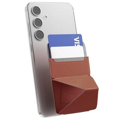 MOFT Phone Stand, Adhesive Card Holder Fits 2-3 Cards, Slim & Portable Leather Phone Wallet, 2 Viewing Angles, RFID Blocking, Compatible with iPhone, Galaxy and Most Smartphones - Sienna Brown - color: Sienna Brown