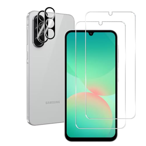 BIGFACE Galaxy A26 Tempered Glass Screen Protector + Camera Lens Protector [2 + 2 Pack][Case Friendly][Anti-Scratch][Ultrasonic Fingerprint Unlock] HD Protective Film for Samsung Galaxy A26 - size: Galaxy A26 (6.7")