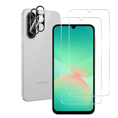 BIGFACE Galaxy A26 Tempered Glass Screen Protector + Camera Lens Protector [2 + 2 Pack][Case Friendly][Anti-Scratch][Ultrasonic Fingerprint Unlock] HD Protective Film for Samsung Galaxy A26 - size: Galaxy A26 (6.7")
