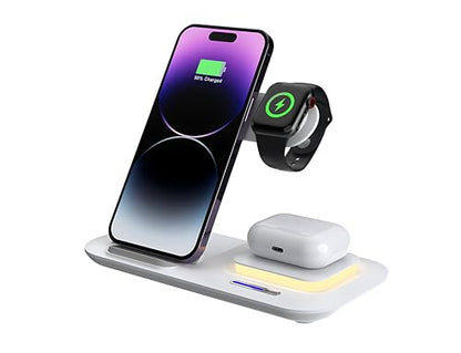 Wireless Charging Station, 4 in 1 Wireless Charger Stand, Fast Wireless Charging for iPhone 15 14 13 12 11Pro Max XR XS 8 Plus, for Apple Watch 8 7 6 5 4 3 2 SE, for Airpods 3 2 Pro (Upgraded)