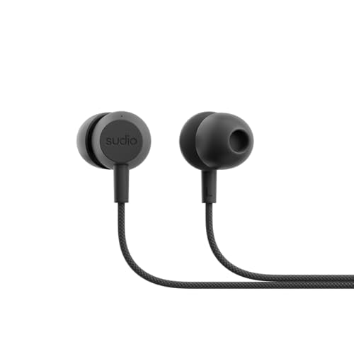 Sudio V3 Essential Wired Earbuds | in Ear Headphones with Cable and USB-C Connector | Tangle-Resistant Braided Cable | Built-in Microphone | IPX4 Water Resistant | No Charging Needed | (Black) - color: Black