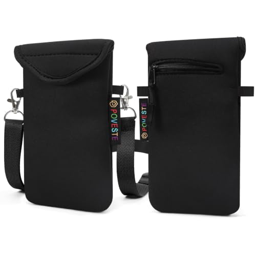 Flap Closure Secure Cell Phone Bag with Card Pocket for iPhone & Samsung - color: Black