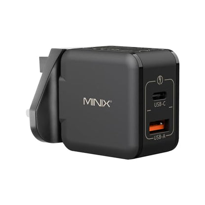 MINIX P1 Mini 30W USB C Charger, 33W PPS 2-Port GaN Charger 1 USB-C Port, 1 USB-A Port with Foldable Plug, Compatible with iPhone 8-15/16 Series, Galaxy S10-S23, Pad and More