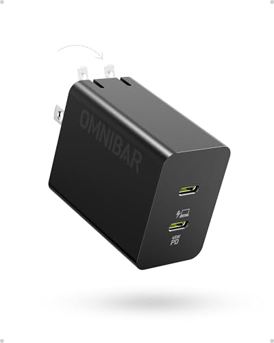 45W Dual USB C Fast Charger, Compact GaN PD PPS Fast Charging Block - color: 45W Black