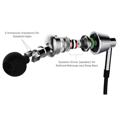 1MORE Triple Driver in-Ear Earphones Hi-Res Headphones with High Resolution, Bass Driven Sound, MEMS Mic, in-Line Remote, High Fidelity for Smartphones/PC/Tablet - Silver - color: Silver
