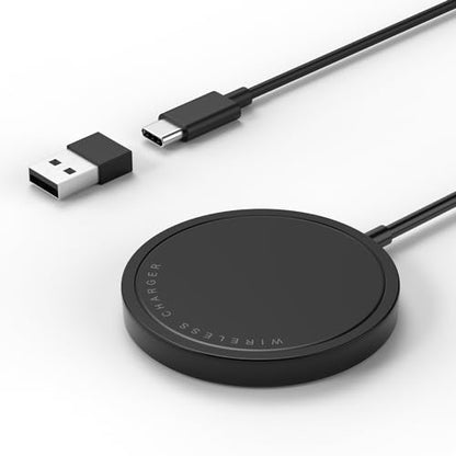 Magnetic Wireless Charger for iPhone 15W Max Fast Mag-Safe Wireless Charging Pad Compatible with iPhone 16/16 Plus/16 Pro/16 Pro Max/15/14/13/12 Series with USB-A Converter Black - color: Black
