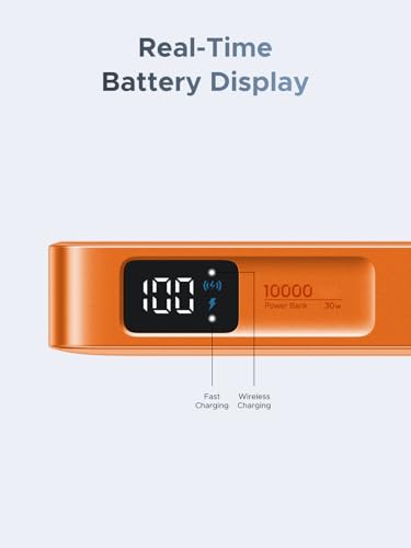 UGREEN MagFlow 10000mAh Qi2 25W Wireless Power Bank Built-in Cable - color: Orange