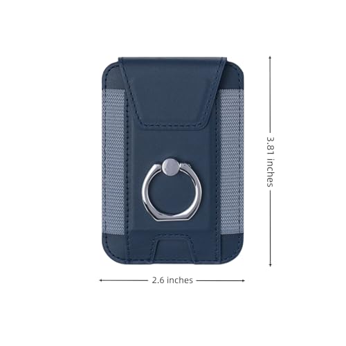 Magnetic Card Wallet Holder For Magsafe Wallets with Grip, 7 Cards Holder RFID Blocking, Ring Stand Stick on Wallet, Leather Magnetic Phone Wallet with Privacy Flap - color: Deep Blue elastic circular support