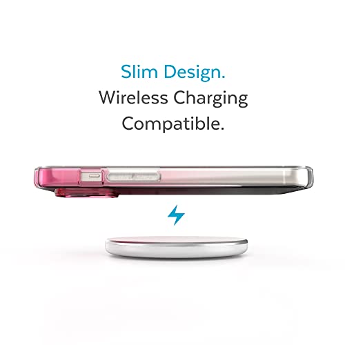 Speck Clear iPhone 14 Plus Case - Drop Protection, Scratch Resistant Dual Layer Slim Phone Case for 6.7" iPhones 14 Plus - Anti-Yellowing & Anti-Fade Case - Ombre Digital Pink Fade/Clear GemShell - color: Digital Pink Fade/Clear
