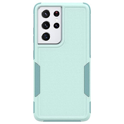 for Samsung Galaxy S21 Ultra Case: Dual Layer Protective Heavy Duty Cell Phone Cover Shockproof Rugged with Screen Protector - Military Protection Bumper Tough - Samsung Galaxy S21 Ultra 5G, Green - color: Mint Green (PC) + Mint Green (TPU)