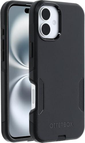 OtterBox iPhone 16 Plus – Commuter Series Slim MagSafe Case - Black | 3X Military Drop Protection - Dual-Layer Design - Pocket-Friendly - Raised Edges - Port Covers - Non-Retail Packaging - color: Black