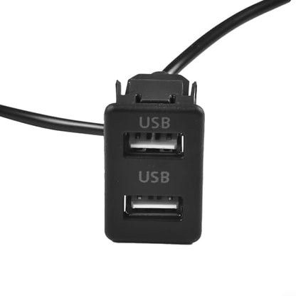 Car Dashboard Panel Mount Dual USB Port Interface Adapter, 145Cm Extension Cable with 4-Pin + 6-Pin Connector,Black ABS Socket