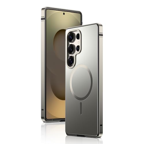 IMCHEN for Samsung Galaxy S25 Ultra Phone Case - Metal Frame with Shockproof TPU Inner and Hard PC Back, Slim and Duralbe - color: Titanium, size: for Galaxy S25 Ultra