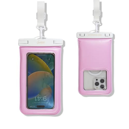 Sonix Waterproof Phone Pouch - Floating Phone Case Dry Bag w/Crossbody Lanyard - Beach Cruise Travel Essentials - Compatible w/All Devices, Touchscreen Friendly | Jelly Pink - color: Jelly Pink