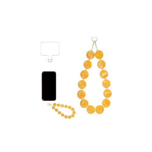 Marble Beaded Phone Wrist Strap Colorful Phones Charm Anti Theft Phones Chain Detachable Hand-Free Y2k Tops - color: Yellow