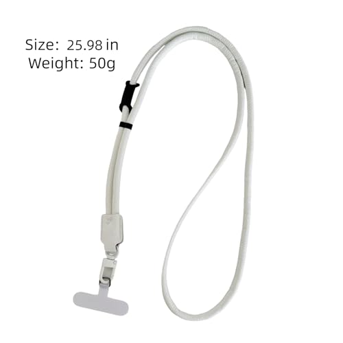 Phone Leather Lanyard with Tabs,Adjustable Anti Theft Phone Crossbody Strap for iPhone and Smartphone,Purse - color: White