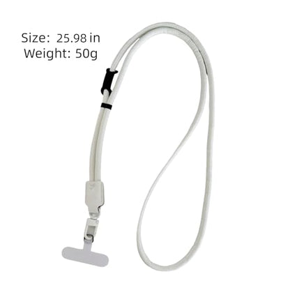 Phone Leather Lanyard with Tabs,Adjustable Anti Theft Phone Crossbody Strap for iPhone and Smartphone,Purse - color: White