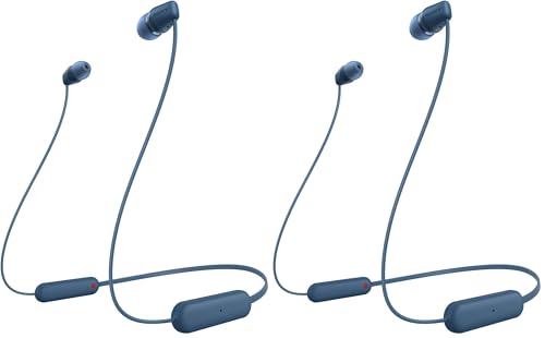 Sony WI-C100 Wireless in-Ear Bluetooth Headphones with Built-in Microphone,Blue,(Pack of 2) - color: Blue, size: One Size (Pack of 2)