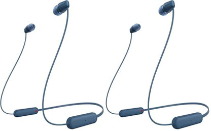 Sony WI-C100 Wireless in-Ear Bluetooth Headphones with Built-in Microphone,Blue,(Pack of 2) - color: Blue, size: One Size (Pack of 2)