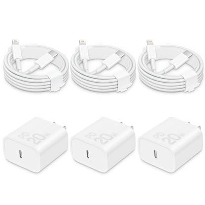 CXX 20W Fast Charger for iPhone 14/13/12 [3-Pack, MFi Certified] - color: White, size: 6FT