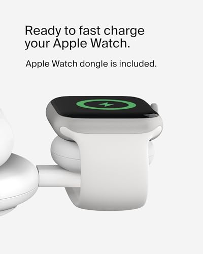 Belkin Qi2 15W Magnetic Wireless Charging Pad, 3 in 1 Fast Charger - color: White, style: 3 in 1