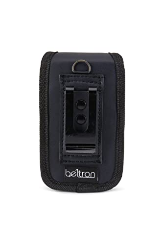 BELTRON Vertical Leather Case for CAT S22 Flip Phone/Sonim XP3 Plus/XP3 Plus 5G X320, Features: Heavy Duty Belt Loop, Metal Belt Clip & Dual Magnet Closure - color: Black Leather