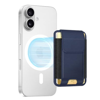 FINPAC MagSafe Wallet Magnetic Card Wallet Holder for Women Men - color: Dark Blue