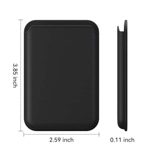 Magnetic Wallet Cell Phone Card Holder for Phone Case with Mag-Safe | Stronger Magnetic RFID Leather Phone Wallet Stick on Series of iPhone 17/16/15/14/13/12 and Pro/Promax, Dark - color: Black, size: 1 Pack