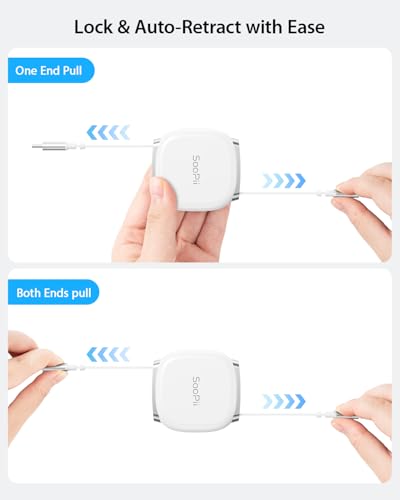 SOOPII 240W Retractable USB C Cable with Mag Snap Storage (2Pack 3.3FT) - color: White, size: 3.3FT-2Pack