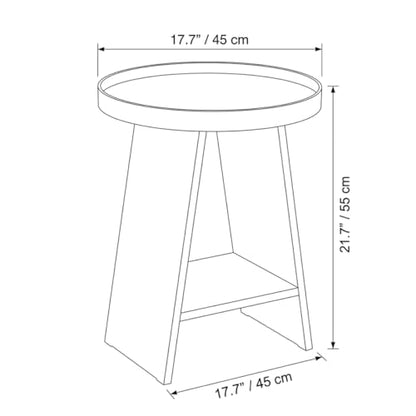 2-Tier Round End Table with 17.7 inch Tray Top, White - color: White