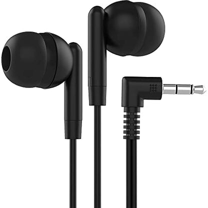 Maeline Bulk Earbuds with 3.5 mm Headphone Plug - 10 Pack Wholesale Bundle - Jet Black - color: Jet Black, size: 10 Pack