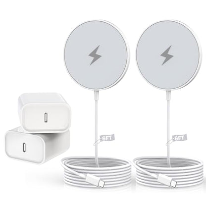 Magnetic Charger for iPhone 17,Mag-Safe Fast Wireless Charging 2Pack 15W 6Foot Magnetic Apple Charger Pad with 2Pack USB C PD Fast Charging Block for iPhone 17/17 Pro/16 ProMax/Plus/15,AirPods 3/Pro 2 - size: 6FT