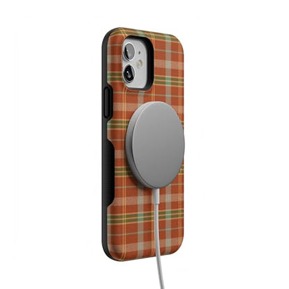 Casely iPhone 12 Mini Case | Spiced Chai | Fall Plaid | Bold Protective Design | MagSafe Compatible Design - color: Spiced Chai | Fall Plaid, size: Iphone 12 Mini