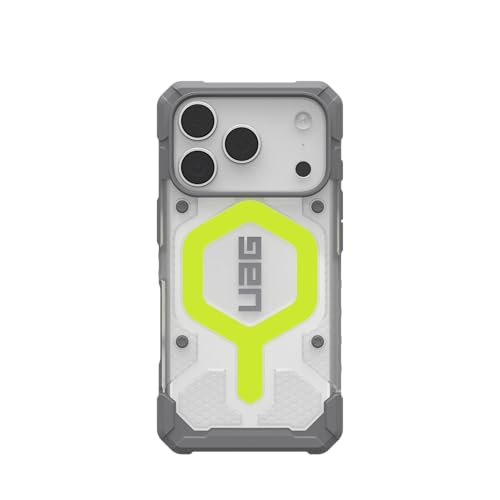 URBAN ARMOR GEAR UAG Designed for iPhone 17 Pro Case Pathfinder Clear - Compatible with MagSafe Luminous Glow in The Dark Military Grade Protective Cover, Active Neon - color: Pathfinder Clear - Active Neon