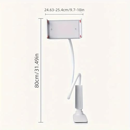 Gooseneck Tablet Holder for Bed and Desk, 360° Adjustable Overhead Mount with Clamp for Phone, Pad, Ereader, Recording, Reading, Filming – Lazy Arm Stand for 7.9"–10" Devices