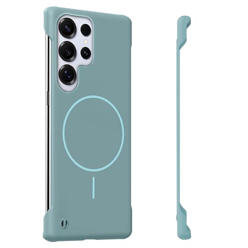 Frameless Case for Samsung Galaxy S22 Ultra Case 5G, Magnetic [Borderless Original Touch], with Mag-Safe, Ultra Lightweight Thin Slim Case, Anti-Fingerprint PC Hard Shell, Comfortable feel (Blue) - color: Blue, size: S22 Ultra