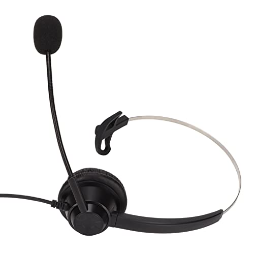 3.5mm Single Ear Call Center Headset with Noise Cancelling Microphone for VOIP Phones ABS Material Ultra Light Design for All Day Comfort