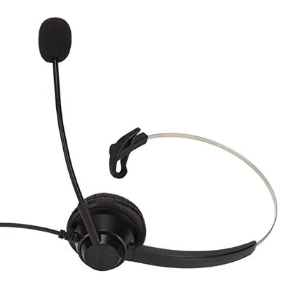3.5mm Single Ear Call Center Headset with Noise Cancelling Microphone for VOIP Phones ABS Material Ultra Light Design for All Day Comfort