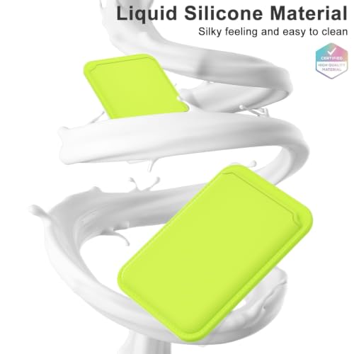 oakxco Magnetic Phone Wallet Stick On, Secure Phone Card Holder Silicone Compatible with Magsafe, Adhesive Pocket Sleeve ID Credit Card, Slim Thin Card Case, Compatible with iPhone Samsung, Neon Green - color: Neon Green