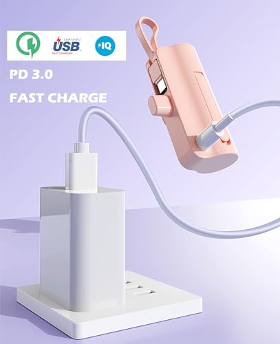Mini power bank 5500mAh Portable Power Bank,Dual USB-C Ports Cell Phone Power Charger, LCD LED Display Battery Compatible with iPhone17/16/15 plus/15 pro/15 pro Max/Android Phone/Samsung/Moto/LG etc… - color: White