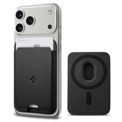 Spigen for MagSafe Wallet, Holds 2 Cards, Strong Magnet, Valentinus MagFit - color: PU Black, size: 2-Cards