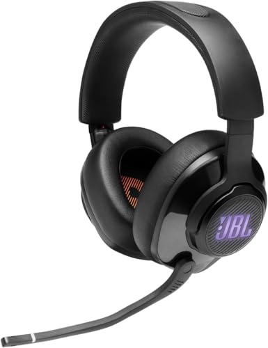JBL Quantum 400 - Wired over-ear gaming headset with game-chat balance dial, JBL QuantumSURROUND and DTS, Voice focus directional flip-up mic and memory foam ear cushions (Black) - size: One Size